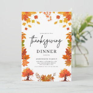 Invitation Fête de Thanksgiving de dîner d'automne cosy