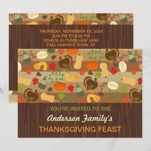 Invitation Fête de Thanksgiving Dîner d'automne pour l'automn
