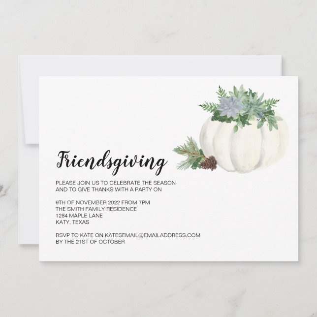 Invitation Fête de Thanksgiving Elegance Fall Friendgiving (Devant)