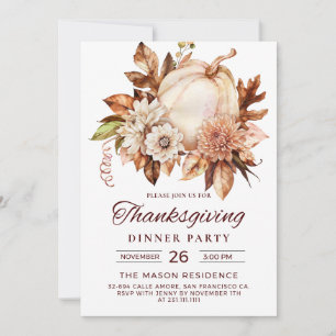 Invitation Fête de Thanksgiving élégante avec citrouille