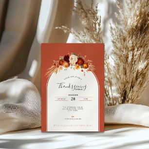 Invitation Fête de Thanksgiving en terre cuite florale 