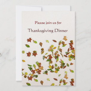 Invitation Fête de Thanksgiving feuilles d'AUTOMNE or