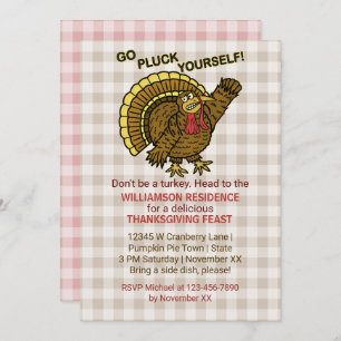 Invitation Fête de Thanksgiving Funny Turkey Fall Dinner