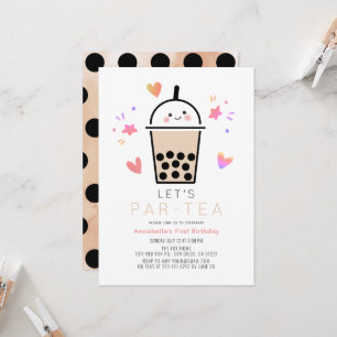 Invitation Fête de thé à bulles Boba Par-tay 1er Anniversaire