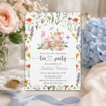 Fête de thé Baby Shower aux fleurs sauvages aquare
