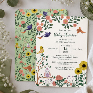Invitation Fête de thé bébé Fleurs sauvages mignonnes et oise