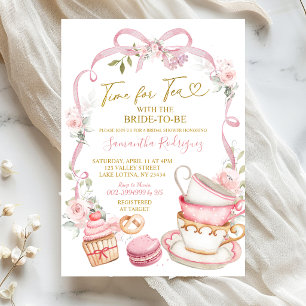 Invitation Fête de thé de mariage coquette avec nœud floral r