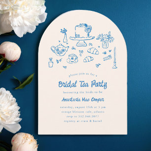 Invitation Fête de thé de mariage gribouillée fantaisiste à l