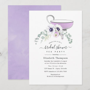Invitation Fête de thé de mariage poussiéreux violet floral