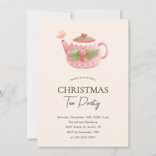 Invitation Fête de thé de Noël Pastel Pink