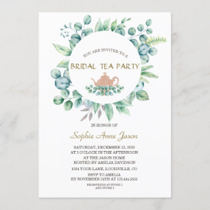 Invitation Fête de thé Eucalyptus à l'eau luxuriante