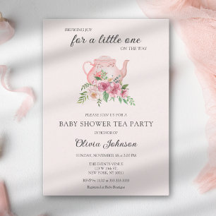 Invitation Fête De Thé Floral Baby shower Rose Bientôt Être M