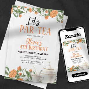 Invitation Fête de thé floral, par-tea, aquarelle