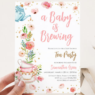 Invitation Fête de thé floral pour bébé
