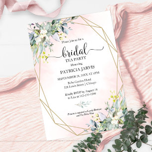 Invitation Fête de thé géométrique de verdure d'eucalyptus po