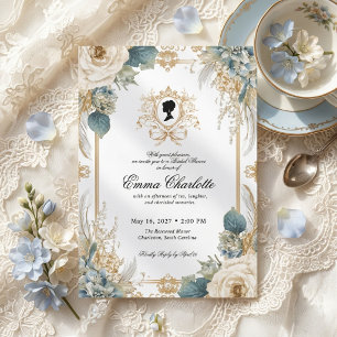 Invitation Fête de thé hivernale de luxe Régence pour la douc
