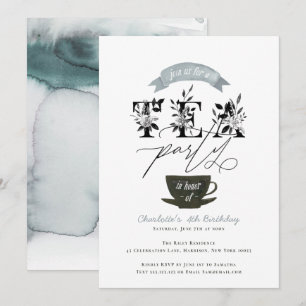 Invitation Fête de thé noir et blanc moderne
