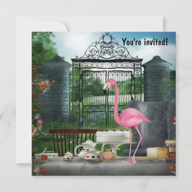 Invitation Fête de thé pour l'anniversaire de Wonderland (Devant)