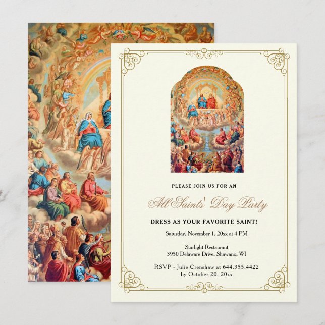 Invitation Fête de toute la Saint's Day (Devant / Derrière)