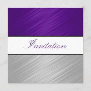 Invitation Fête de toutes les occasions Purple Silver Stripes