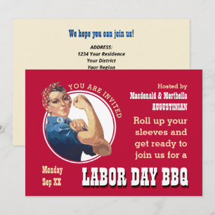 Invitation FÊTE DE TRAVAIL BBQ Rosie Riveter