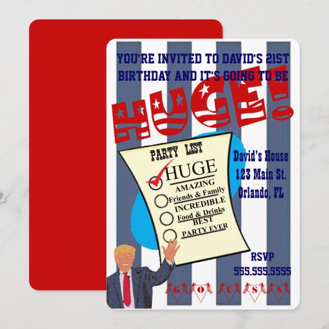 Invitation Fête de Trump (Devant / Derrière)