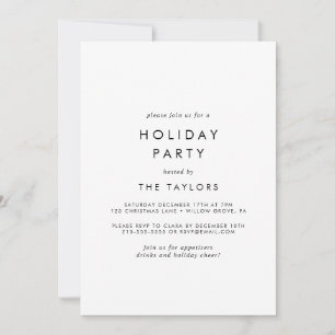 Invitation Fête de vacances avec une typographie chic