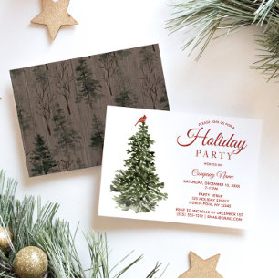 Invitation Fête de vacances de l'arbre à l'aquarelle et du ca