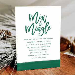 Invitation Fête de vacances Mix and Mingle Green Script