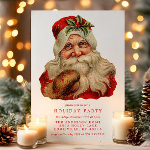 Invitation Fête de vacances rétro de Père Noël victorien anti
