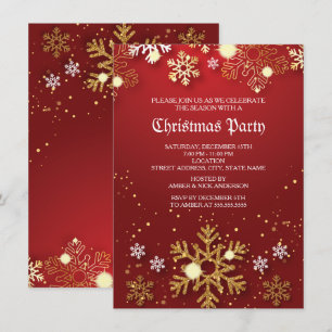 Invitation Fête de vacances rouge de Noël de babioles de houx