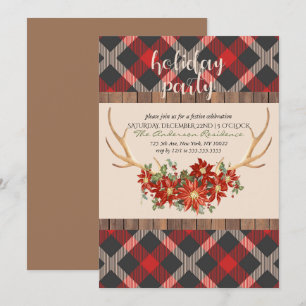 Invitation Fête de vacances Woodland Antlers