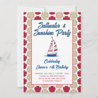 Invitation Fête de voile de plage d'eau salée et de soleil ro
