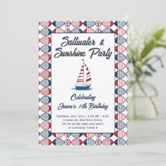 Invitation Fête de voile sur la plage « Eau salée et soleil »