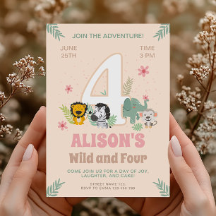 Invitation Fête de Wild Four Safari Pastel