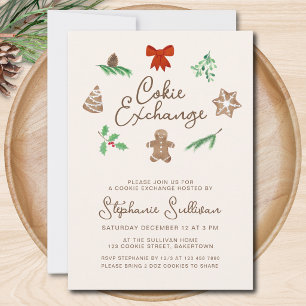 Invitation Fête d'échange de biscuits de Noël