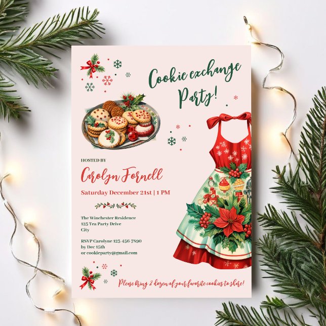 Invitation Fête d'échange de biscuits de Noël (Christmas Cookie Exchange Party Invitation)