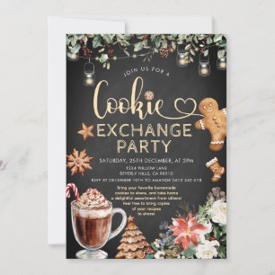 Invitation Fête d'échange de biscuits de Noël au cacao chaud