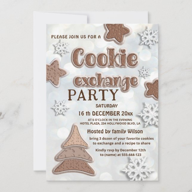 Invitation Fête d'échange de biscuits modernes d'hiver (Devant)