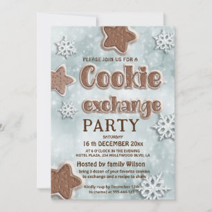 Invitation Fête d'échange de biscuits modernes d'hiver