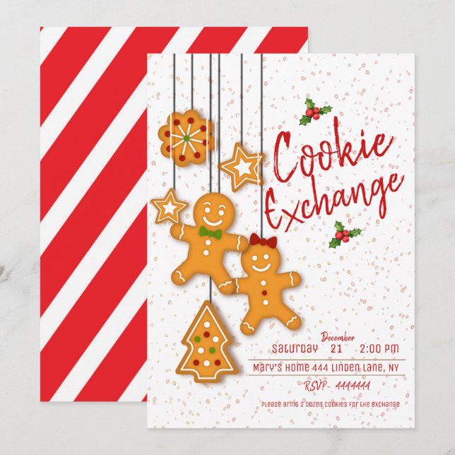 Invitation Fête d'échange de cookies de vacances (Devant / Derrière)