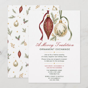 Invitation Fête d'échange d'ornements de Noël
