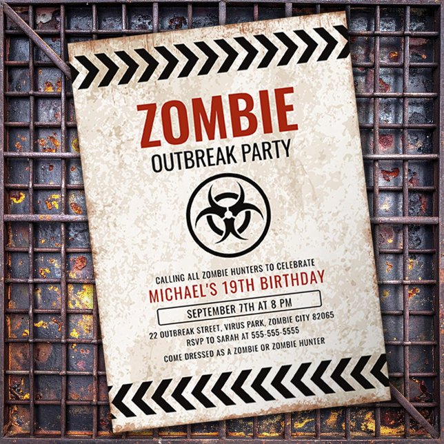 Invitation Fête d'éclosion de zombie avec un texte grunge (Créateur téléchargé)
