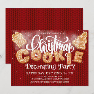 Invitation Fête Décoration Cookie de Noël Élégant