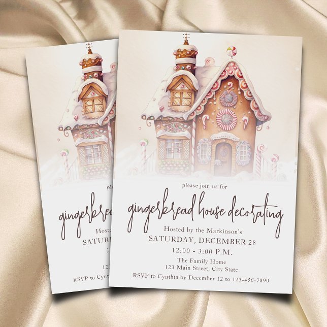 Invitation Fête Décoration Maison en pain d'épices aquarelle (Créateur téléchargé)