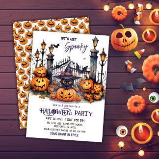 Invitation Fête déguisée pour Halloween Chapeau de sorcière c