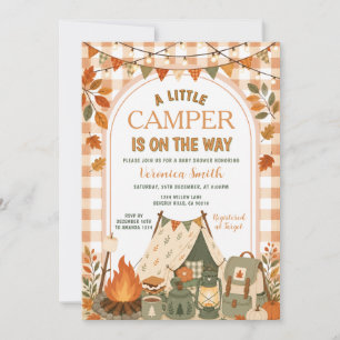 Invitation Fête d'enfant Orange de Camping Un petit campeur B