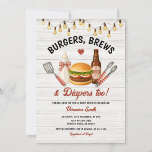 Invitation Fête d'enfants BBQ Burgers, Bières et couches auss