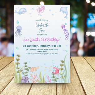 Invitation Fête d'Enfants d'Anniversaire de Sirène Colorful O