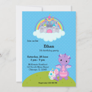 Invitation Fête d'enfants Dragon Fantastique